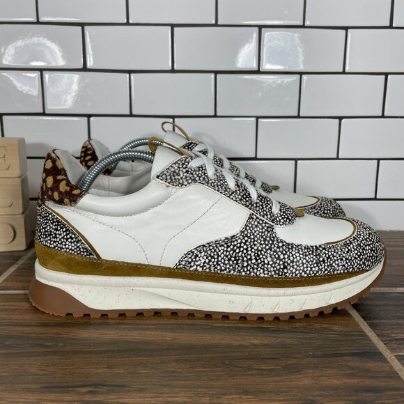 Madewell Kickoff Trainer Womens 9.5 Shoes Multicolor Leather Calf Hair Sneaker - Picture 3 of 14